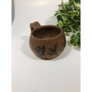 Rustic Handmade Stoneware Mug Earthy Brown Cup Signed SG Pottery